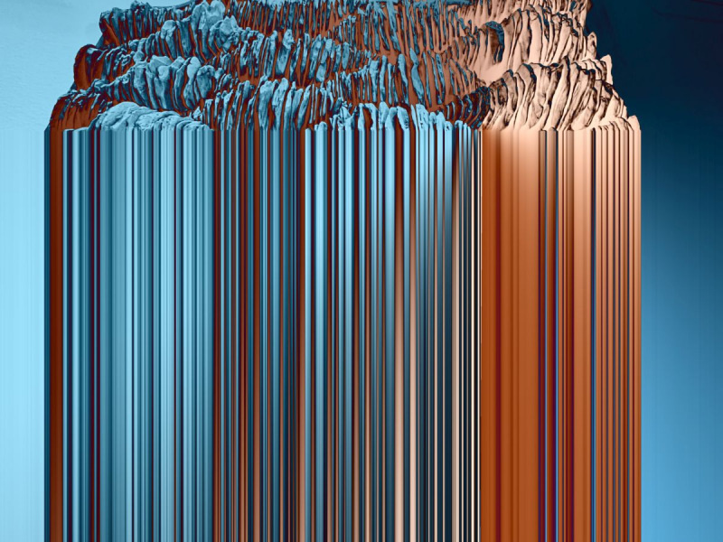 Strips kupfer und blau auf Keilrahmen 120x80x4 cm 495 €