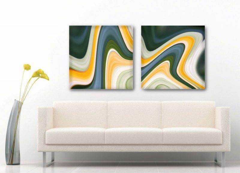 Diptychon Bewegung – Zweiteiliges abstraktes Wandbild horizontal