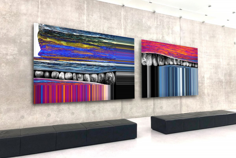 Wandgestaltung Stone-wood – Mehrteilige Bilder im Galerie-Look