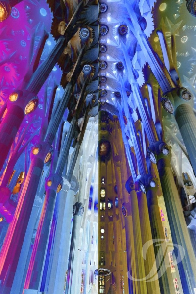 Abstraktes Wandbild Barcelona Sagrada Familia – Architektur Fotokunst