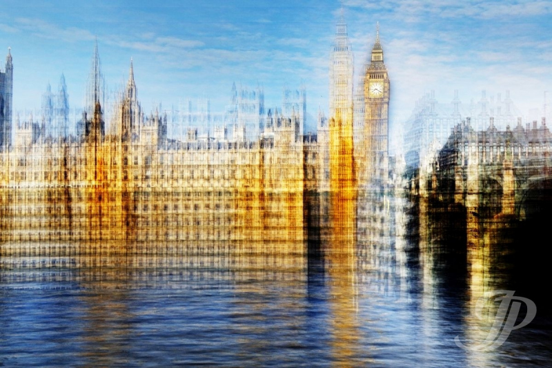 Abstraktes Wandbild London Big Ben – Moderne Architektur Fotokunst