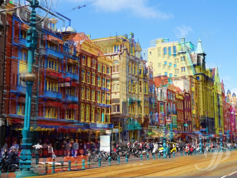 Fotokunst Amsterdam Einkaufsstraße – Abstrahierte Architekturfotografie