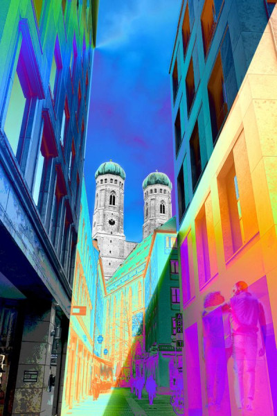 Abstraktes Kunstbild München Frauenkirche – Wahrzeichen Architektur