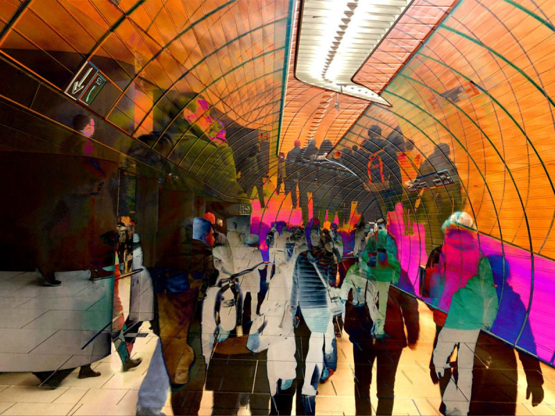 U-Bahn Marienplatz München – Abstraktes Wandbild Architektur